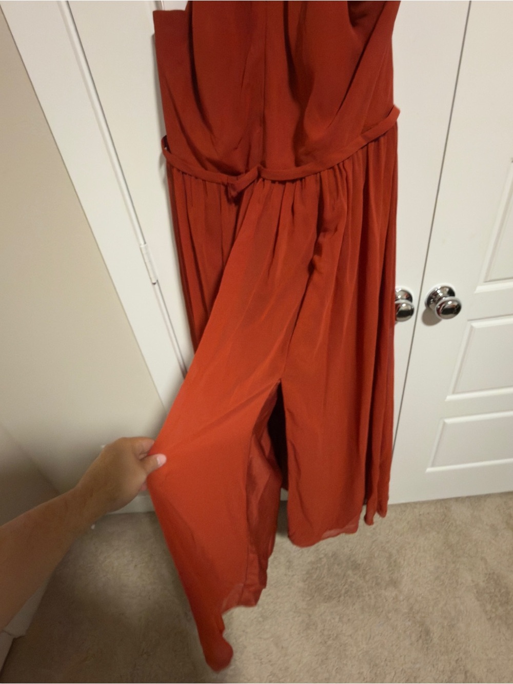 Azazie Rust Orange Chiffon Halter Maxi Dress Women’s A20 Formal Gown - Picture 2 of 6